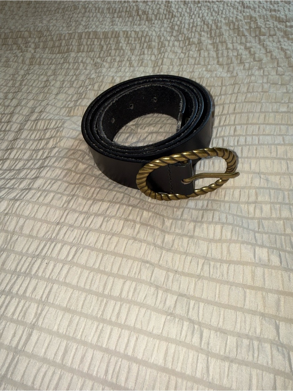 Gap Black Leather Belt Gold Buckle large